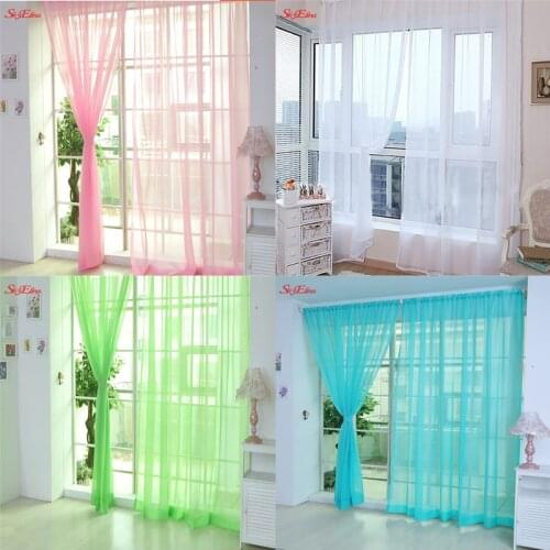 Colorful Window Tulle Curtains for Living Room Bedroom Organza Voile Curtains Hotel Decoration Blue Sheer Curtains 8ZMM267