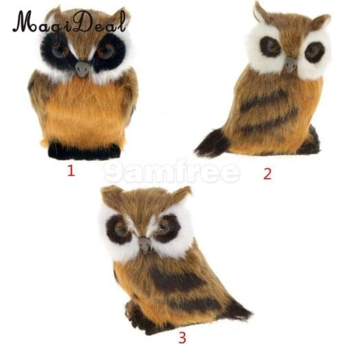 MagiDeal Night OWL Figurine Collection Miniature Furry Plush Animal Model Kids Toy Gift Living Room Home Decor Accessories