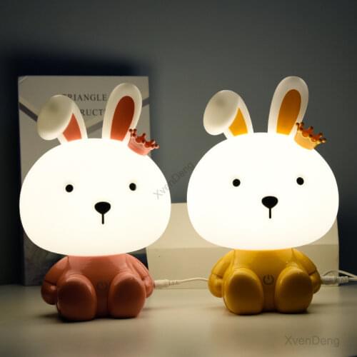 Bear Rabbit Night Lights for Children Baby Night Lamp Cute Cartoon Animal Table Lamp Kids Birthday Gifts Bedroom Bedside Light