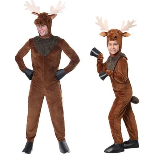 New Halloween Party Adult Kid Christmas Elk Reindeer Cosplay Costume Parent-child Outfit