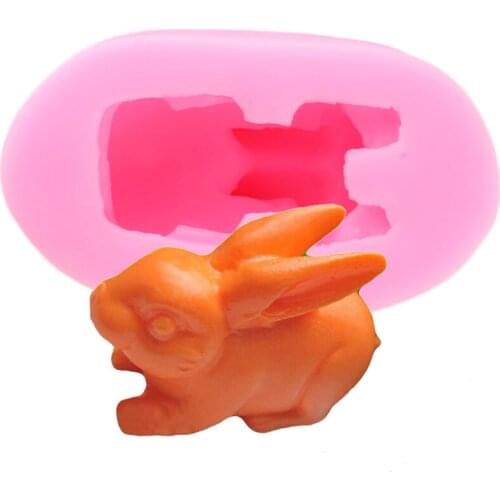 Easter Rabbit Silicone Mold Animal Soap Fondant Molds Clay Candle Cake Decorating Tools Kitchen Baking Chocolate Candy Moulds