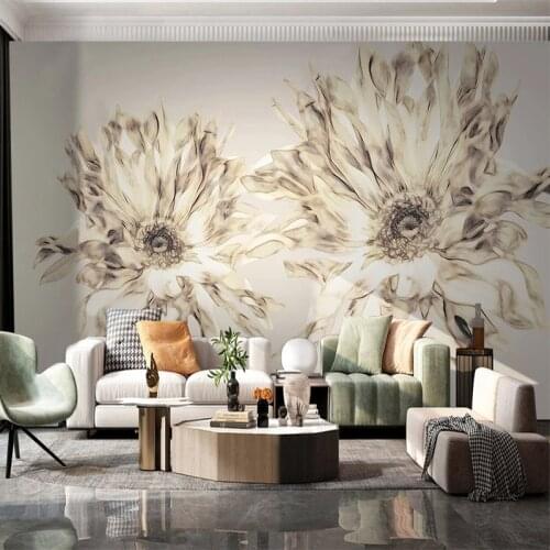 Custom Photo Wallpaper Modern Hand Painted Plants And Flowers Light Luxury Mural Living Room TV Sofa Bedroom Papel De Parede 3 D