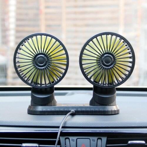 Portable Car USB Dual Head Fan Aromatherapy Fan 12V 24V Universal Trucks Car Dashboard Fan Auto Cooling Fan Vehicle Mounted Fan