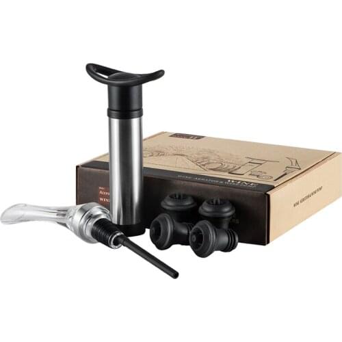 Premium Greenhill Wine Gift Set: Aerator, Vacuum Pump & 4 Bottle Stoppers