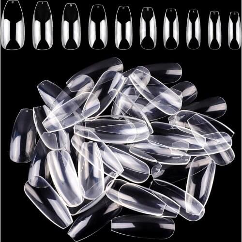 Clear Coffin Nails Fake Nails Acrylic Nails Coffin Shaped Nail Tips 500 Pcs Ballerina False Nails