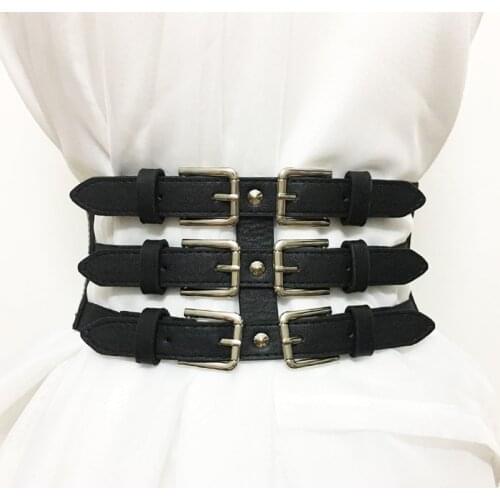 1PC Vintage 3 Straps Belts Women Lady Fashion Soft Faux Leather Elastic Belt Self Tie Wrap Waist For Mujer Dress Slimming Corset
