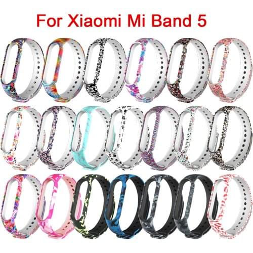 Bracelet for Xiaomi Mi Band 5 Strap Silicone Painting Flowers Belt miband 5 accessories Wrist Strap for Xiaomi Band 5 Watchband