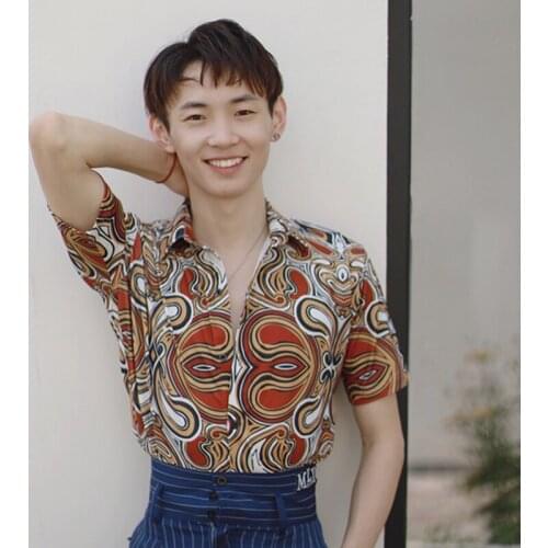 Latin Dance Shirt Men Summer Dancing Performance Tops Practice Wear Tango Rumba Competition Wear Daily Training Clothes YS1991