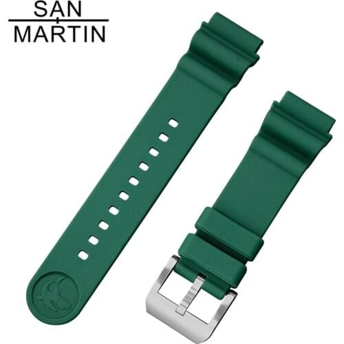 San Martin Silicone Watch Straps 22mm Fit for Tuna SBBN015 SBDX001 6105 SKY007 Watches Bands Universal strap with pin Buckle