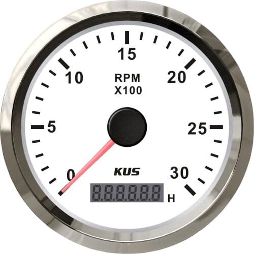 Tachometer digital 85mm/ white faceplate stainless steel bezel boat car tachometer 0-3000rpm for gas engine high quality