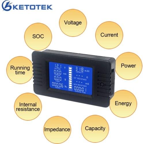 DC Voltmeter Ammeter 0-200V 10A/50A/100A/200A/300A Power Energy Meter Inpedance Capacity Running Time SOC Monitor