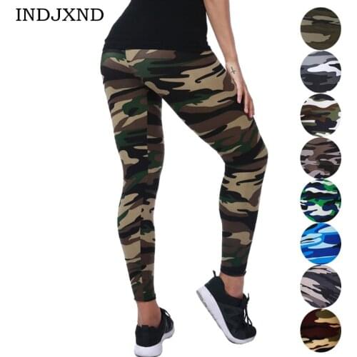 INDJXND Women Leopard Womens Nine Leggings Graffiti Style 2020 Pants Elastic Camouflage Stretch Cotton Trouser Army Deporte