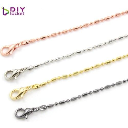 Diylocket 10PCS Bamboo Chains Neklace Fit floating locket Necklace Pendant 4 style colours 55+5cm length LSCH01*10