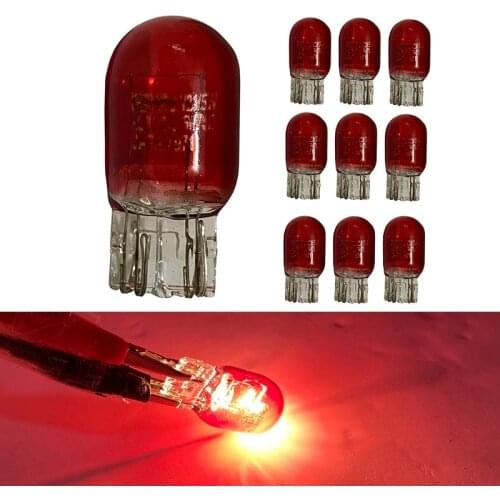 10pcs 7443 7444 7440 7441 992 T20 W21/5W halogen Bulbs Auto Reverse Brake Stop Tail Lamp Bulb Turn Signal Lights Red 12v