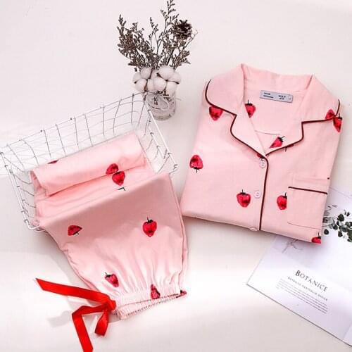100% Cotton Pajamas Women Nightgown 2 Pieces Lounge Sleepwear Bedgown for Ladies Home Clothes PJ 100 Cotton Leisure Wear Pajamas