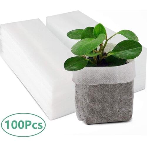 100Pcs Seeding Bags Non-woven Fabric Nursery Plant Grow Bags Seed Pots Biodegradable Nursery Bag Flower Pot For Garden Patio
