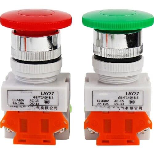 11m lay7-11m yh lay37-11m Green/Red 1NO1NC Momentary self-Reset the start Push Button Switch Mushroom button