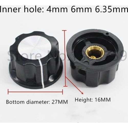 2 Piece Universal Potentiometer Knob Cap MF-A03 Volume Bakelite Knob Copper Core Inner Hole 4mm 6mm 6.4mm