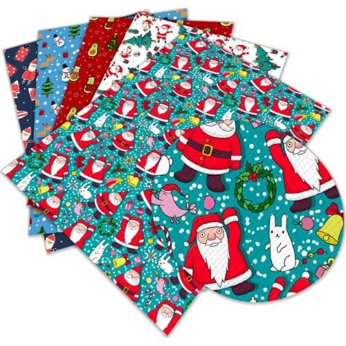 30 cm x 136cm New Christmas Cartoon Pattern Printed Synthetic Faux Leather for DIY Hair Bow Bags Shoes Crafts