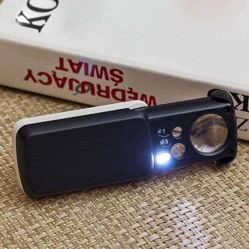 30X 60X 90X Magnifying Glass Jewelry Appraisal Reading Magnifier Loupe Magnifying Glass Lens Loop Microscope with UV LED