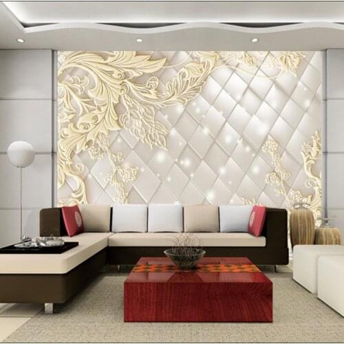 New custom 3D luxurious floral TV sofa background large murals wallpaper European style 5D solid embossed living room bedroom