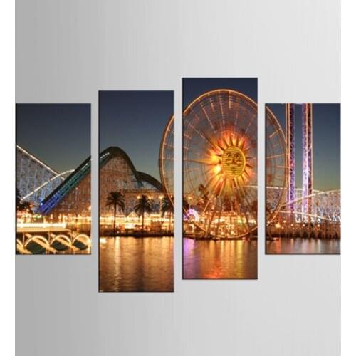 4 Pieces/set Ferris wheel series Wall Art For Wall Decor Home Decoration Picture Paint on Canvas Print Canvas Painting Framed