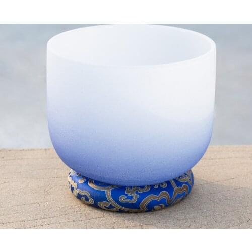 8 Inch A Third Eye Half Color Navy Blue Indigo Light Pink Chakra Quartz Crystal Singing Bowl