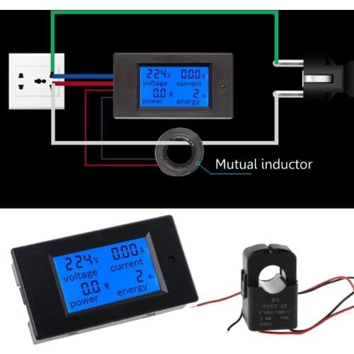 AC 80-260V 100A Voltage Current Watt Power Energy Meter PZEM-061 with Split CT