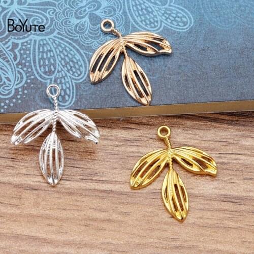 BoYuTe 50Pcs Metal Alloy 24*27.5MM Leaf Pendant Charms Material Diy Hand Made Jewelry Findings Components