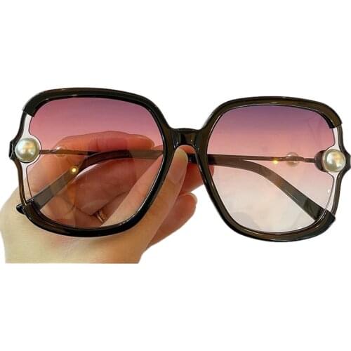 Brand Square Sunglasses Women UV400 Fashion Pearls Frame Mirror Sunglasses Female With Box