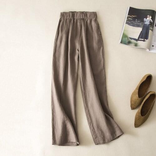 New Arrival Spring Summer Korea fashion Women Loose Casual Pants Plus Size Elastic Waist cotton linen Wide Leg Pants S601