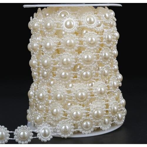 Multi Sizes 2m-5m Flower Shape Flatback Ivory Imitation Natural pearl Beads Craft Decoration DIY Jewelry Finding Accessories