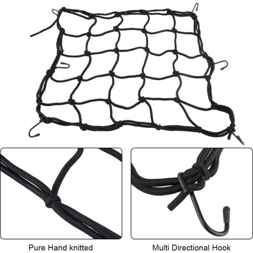 Black 40 * 40cm 6 Hook Motorcycle Helmet Cargo Luggage Elastic Mesh Web Net for any motorbike scooter and quad bike (ATV)