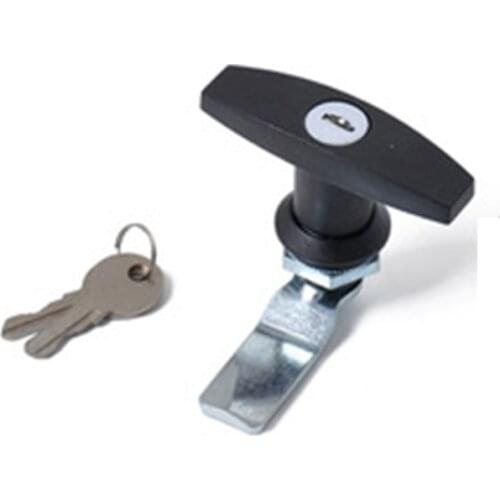 Black T Handle Lock Zinc Alloy Tool Box Garage Door T Lock with Keys Industrial Cabinet Lock for Trailer Caravan Canopy