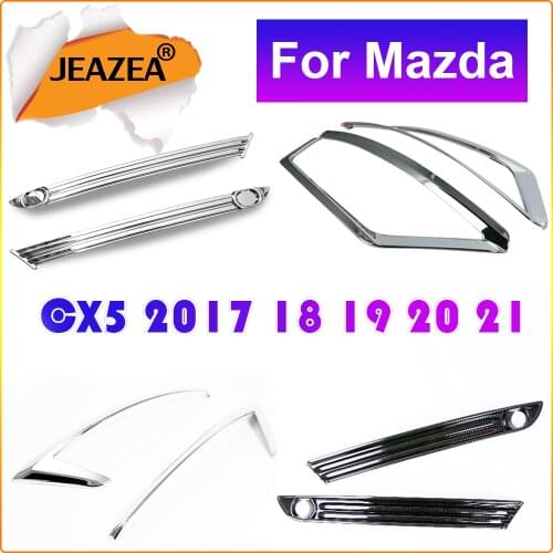 JEAZEA 2Pcs ABS Chrome Front Rear Reflector Fog Light Lamp Cover Sticker Decoration Trim For Mazda CX-5 CX5 2017 18 19 202 21