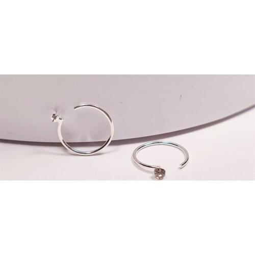 925 Sterling Silver Hoop Nose Piercings Nose Ring Nose Stud Clear Crystal 24G Cartiliage Tragus Body Jewelry 16pcs/pack