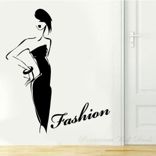 Beautiful Fashion Girls Style Figure Shopping Wall Stickers Vinyl Removable Inerior Mural Decor Clothing Store Window Decal 4804