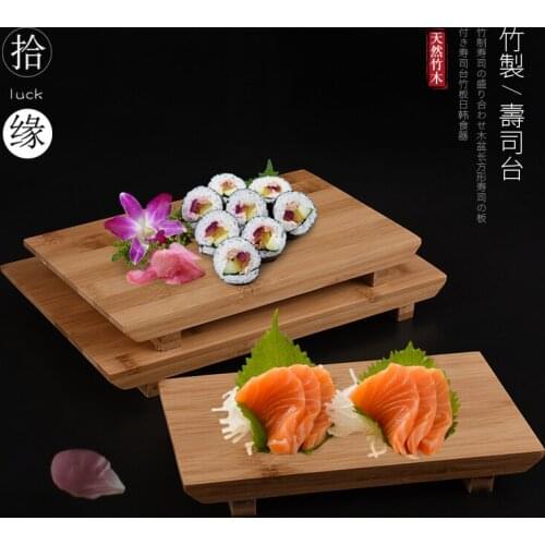 Creative Japanese style bamboo sushi plate table sashimi solid wood rectangle tableware snack fruit dish