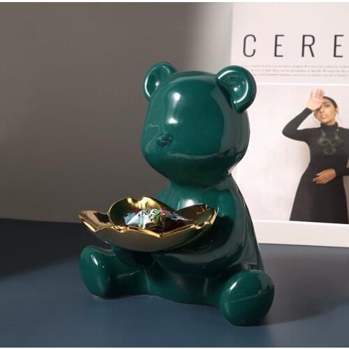 Creative Nordic Violent Bear Decorative Ornaments Ceramic Key Storage Jewelry fruit plate Home decoration Desk birthday Gift