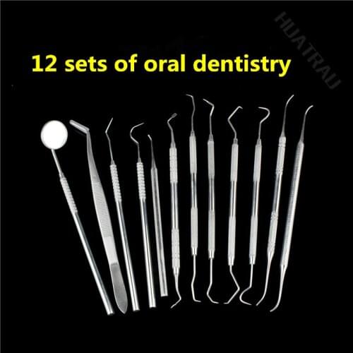 Medical Dental Hygiene Kit Tooth Scraper Probe Tweezer Tool Dental Pick Teeth Whitening Set Stainless Steel Mouth Mirror Dentist