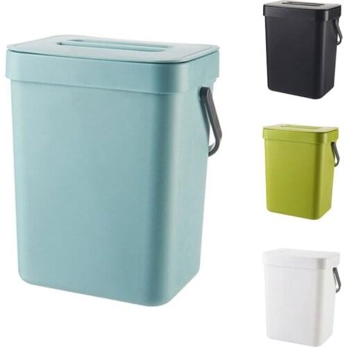 5L Trash Can with Lid Kitchen Cabinet Door Hanging Trash Can Wall-Mounted Trash Can Bathroom Toilet Trash Storage Box