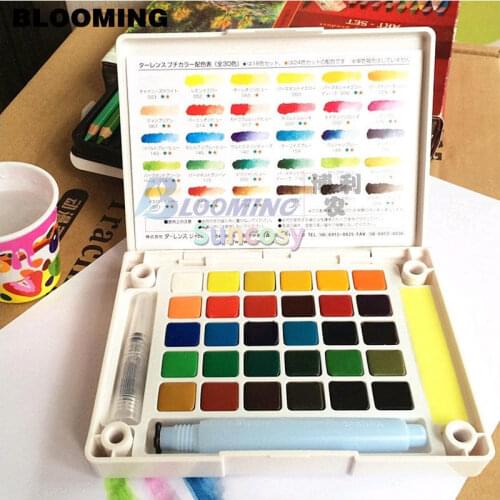 Japan SAKURA Petit Color Solid Watercolor Paint Set, Water Colours Cake Set, 24 Colors 36 Colors 48 Colors, Art Supplies