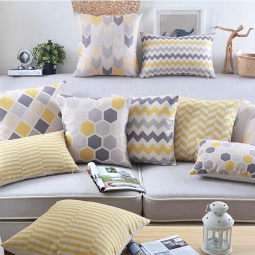 Geometric Print Pillow Cover Simple Stripe Sofa Cushion Cover Living Room Bedroom Decor Cotton Linen Pillow Case
