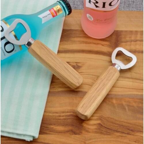 New Style Wood Handle Hand Held Bartender Bottle Opener Wedding Groomsmen Gift Beer Opener LX4115