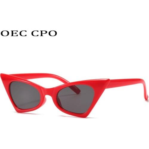 OEC CPO Vintage Cat eye Sunglasses Women Fashion Sexy Small Frame Sun Glasses Female Retro Eyewear Punk Shades Oculos de sol
