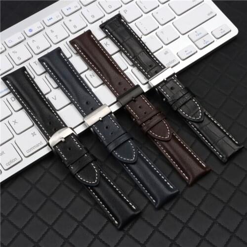 Top Quality 22mm Genuine Real Leather Watch Band For Breitling Strap For NAVITIMER WORLD Avenger/navitimer Belt Pin Buckle