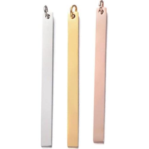 Wholesale 30pc/lot DIY Simple Glossy Vertical Bar Stainless Steel Charms Pendants Jewelry Components Girls Women Making Jewelry