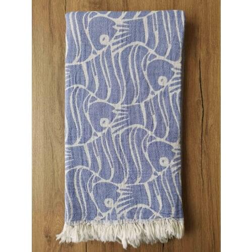 Peştamal Banyo Havlusu %100 Pamuk, Şal ve Plaj Havlusu 100x180 cm Çift Kat Balık