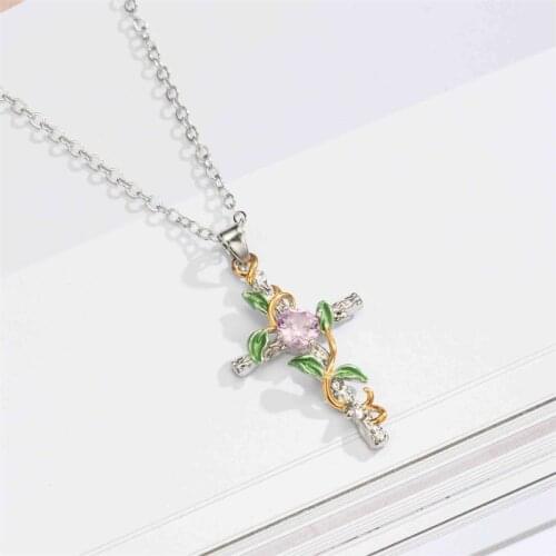 Popular Mosaic Crystal Cross Dangle Pendant Trendy Fashion Charm Jewelry Accessories Amulet Gifts for Women Her