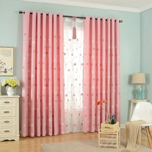 2019 Romantic Girl Pink Tulle Window Curtains flower Printed Window For Living Room Bedroom Wedding Vestibule Finished Curtain
